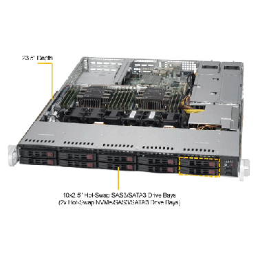 Supermicro 1U Rackmount Server SYS-1029P-WTRT-TopAngle