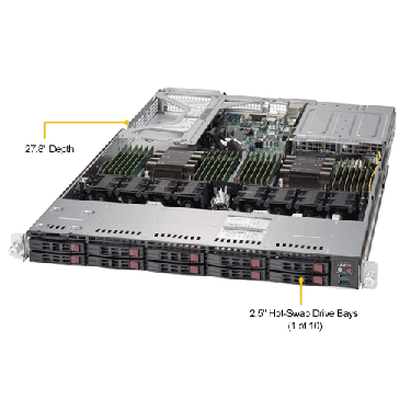 Supermicro 1U Rackmount Server SYS-1029U-TRT - Angle