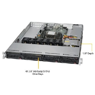 Supermicro 1U Rackmount Server SYS-5019P-WT -TopAngle