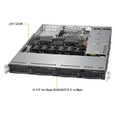 Supermicro 1U Rackmount Server SYS-6019P-WTR -TopAngle