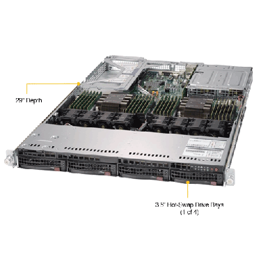 Supermicro 1U Rackmount Server SYS-6019U-TR25M-TopAngle