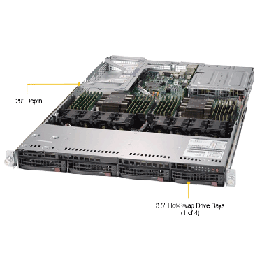 Supermicro 1U Rackmount Server SYS-6019U-TRTP2 -TopAngle