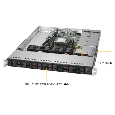 Supermicro 1U Rackmount Server SYS-1019P-WTR-TopAngle