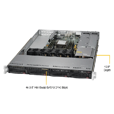 Supermicro 1U Rackmount Server SYS-5019P-WTR -TopANgle