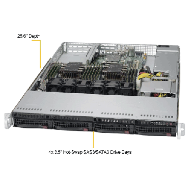 Supermicro 1U Rackmount Server SYS-6019P-WT-TopAngle
